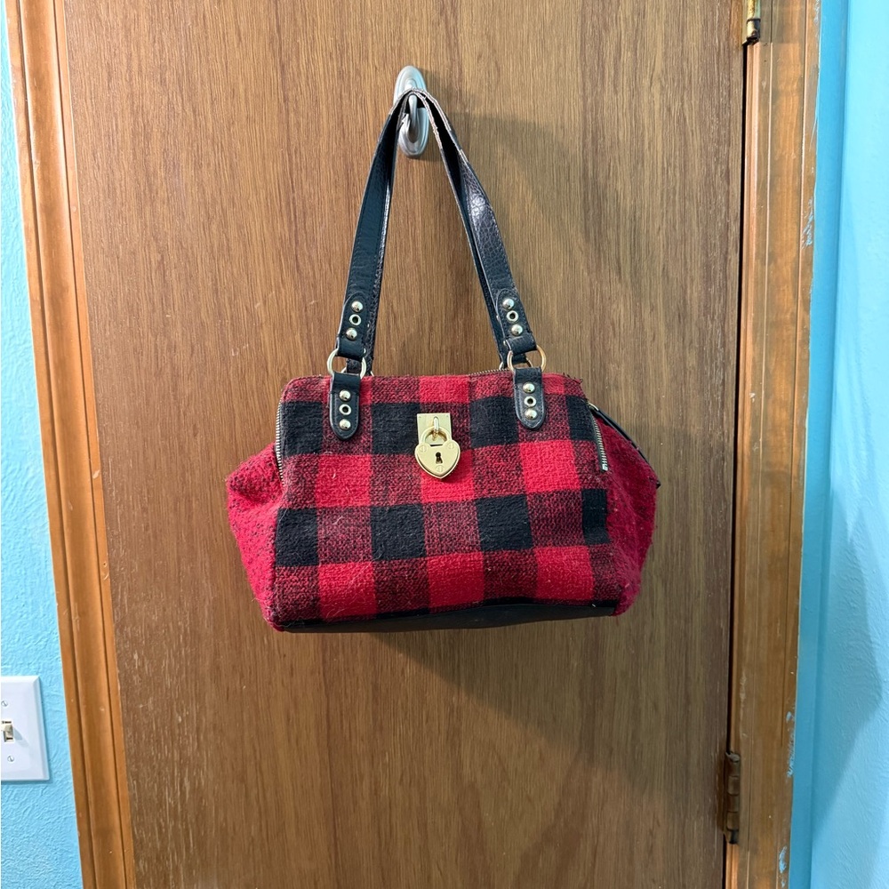 Juicy Couture Red and Black Plaid Shoulder Bag
